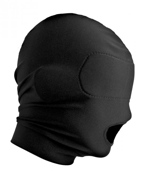 This lightweight hood is designed to be comfortable, stretch... Master Series - Disguise Open Mouth Hood with Padded Blindfold photo-3