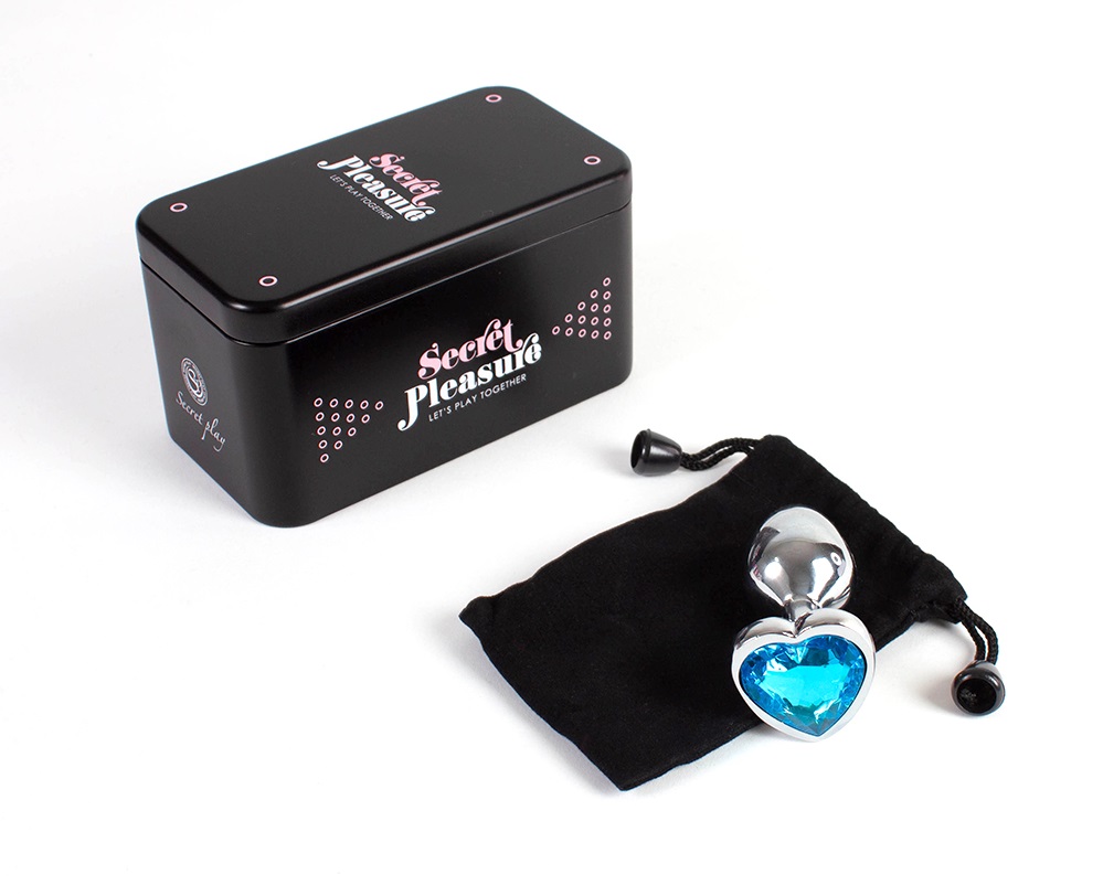This Jewelled metal beginner's butt plug is perfect for ... Secret Play - Heart Anal Plug S - Blue photo-4