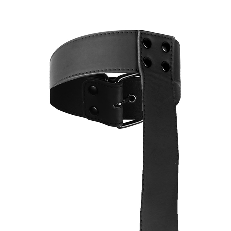 The FETISH SUBMISSIVE Adjustable Neck and Wrist Restraint Ha... Fetish Submissive - Collar w Cuffs Bondage Set - Black photo-5