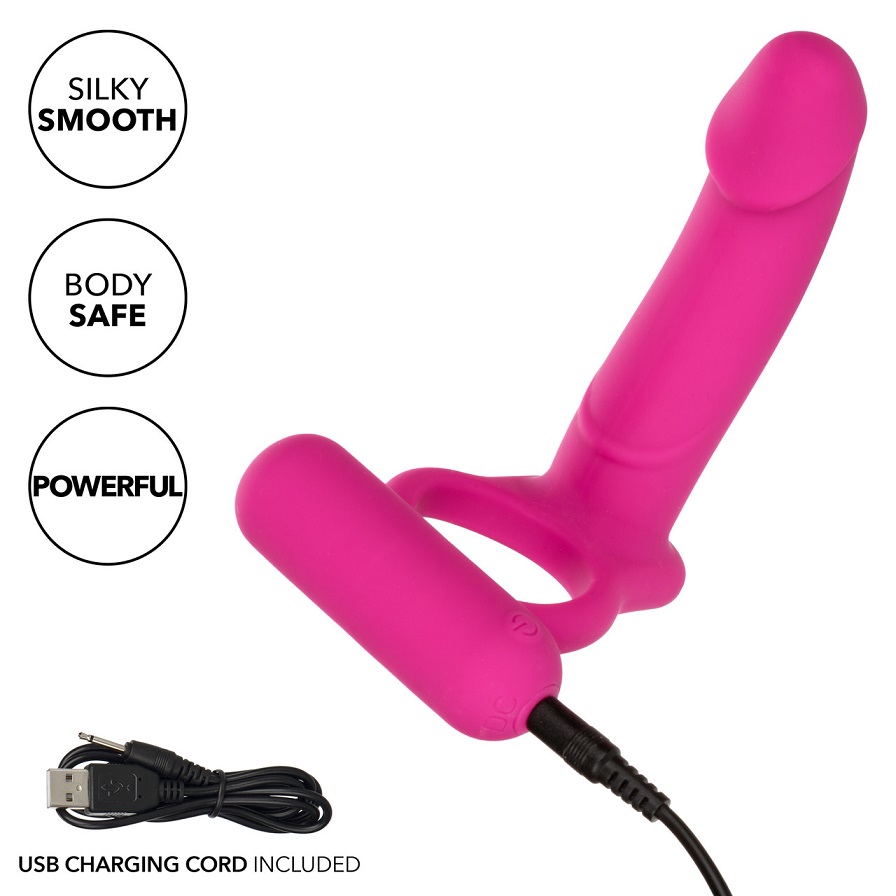 Triple the pleasure in the bedroom when you slip into the Si... CEN - Double Diver Vibe - Pink photo-7