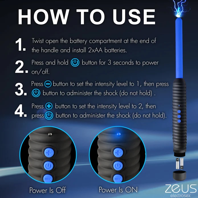 Delight and terrorize your masochistic partner with this e-s... Zeus Electrosex - Shock Rod E-Stim Wand - Blue photo-7