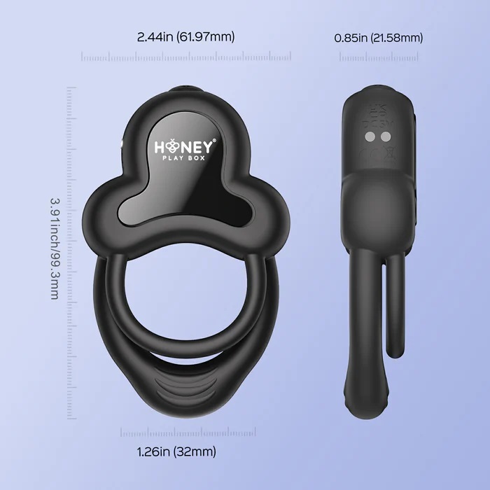 Built with dual rings for incredible performance, ANELLO add... Honey Play Box - Anello Vibro App Ring w Clit Stimulator - Black photo-7