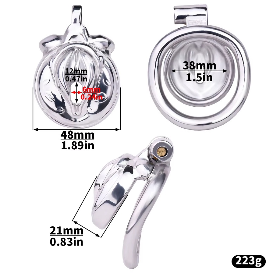Material: 304 Stainless steel &... FAAK - Pussy Metal Chastity Cage 45mm - Black photo-6