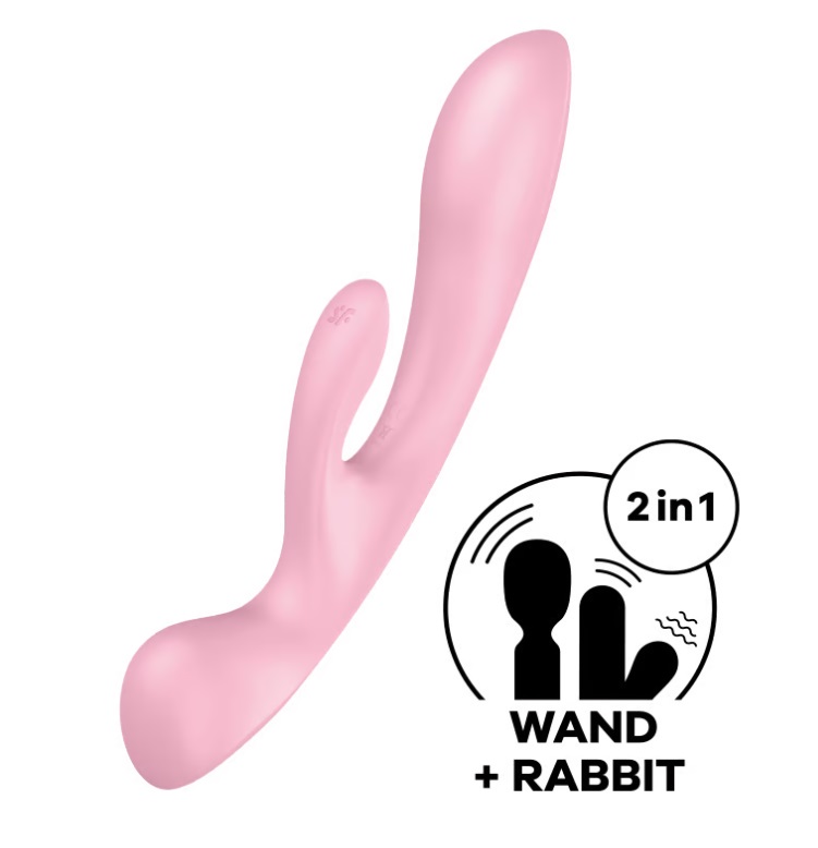 The Satisfyer Triple Oh made of silicone combines double sti... Satisfyer - Triple Oh Rabbit Vibrator - Pink photo-2