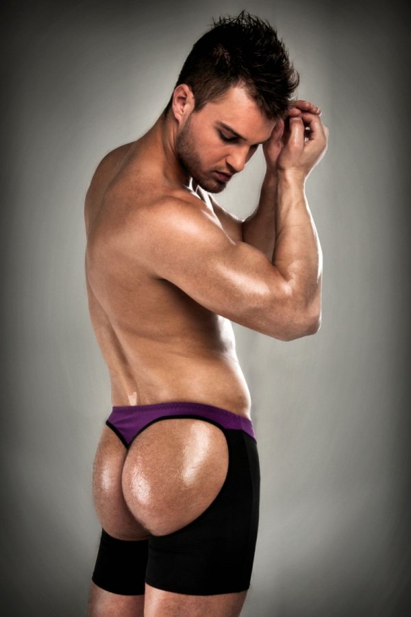 Unusual cut, interesting colors. Black will look elegant and... Passion - Men's Thong 009 - Violet - L/XL photo-2