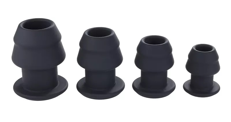 Round bottom hollow anal plug can expand the anus or use as ... MT - External Hollow Anal Plug S - Black photo-7