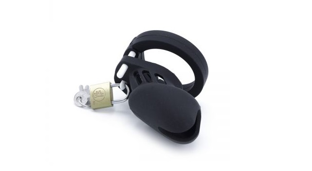 This black adjustable silicone chastity device from Kiotos X... Kiotos - Silicone Chastity Cage - Black photo-5