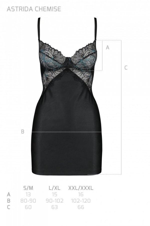 Extremely sensual Astrida T-shirt is a combination of black ... Passion - Astrida Chemise - Black - S/M photo-7