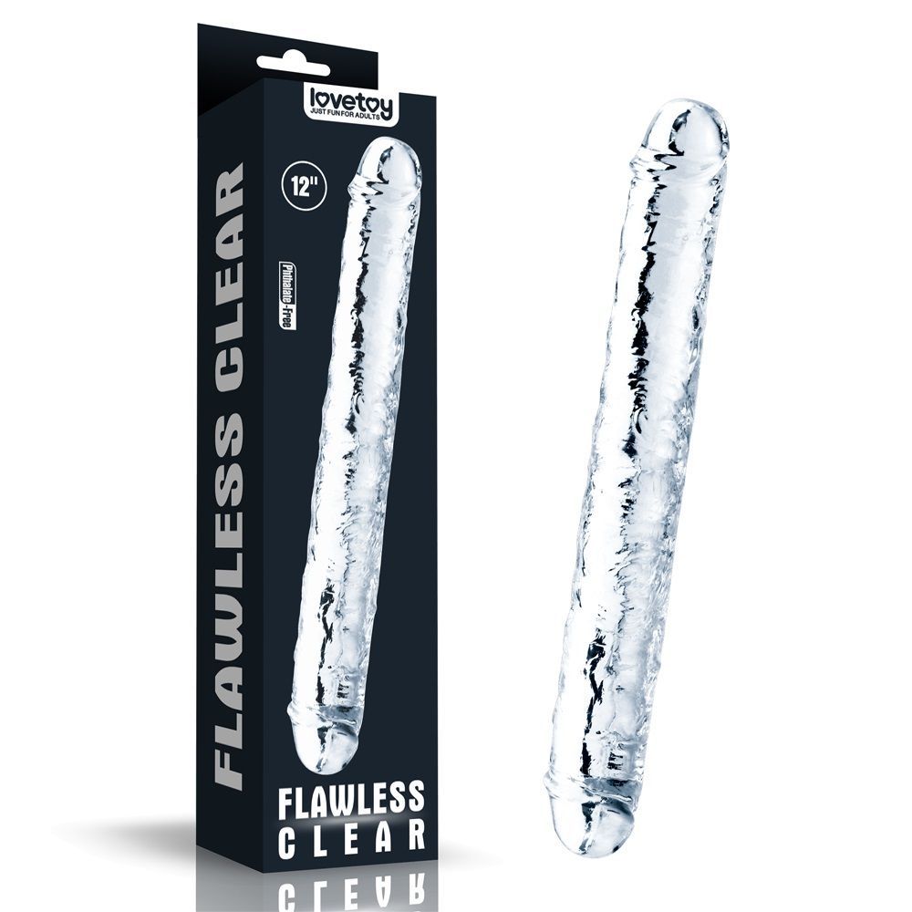 A sight for the most erotic of fantasies, LOVETOY shameless ... Lovetoy - Flawless Double Dildo 12'' - Clear photo-10