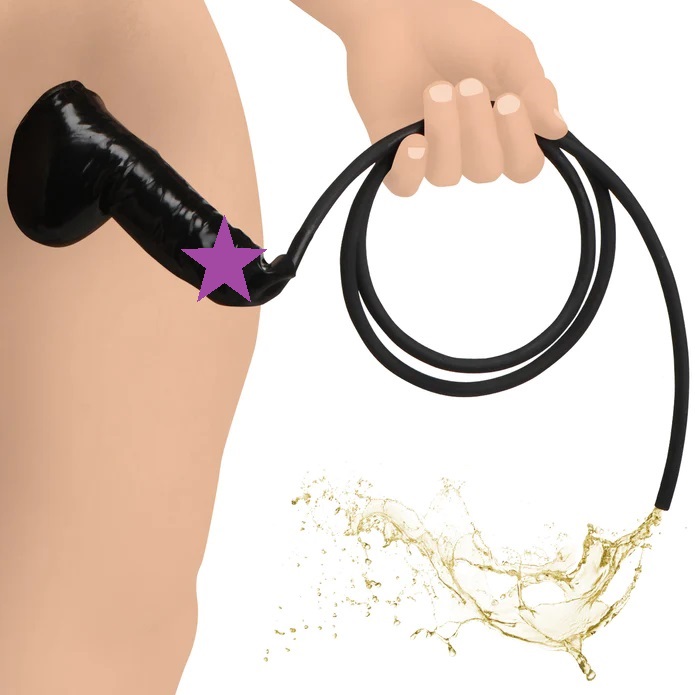 Enjoy both latex and water-sports with this Realistic Penis ... Master Series - Guzzler Penis Sheath w Tube - Black photo-2