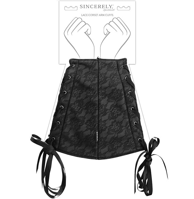 Your introduction to restraints that can be worn close to th... Sportsheets - Lace Corset Cuffs - Black photo-2