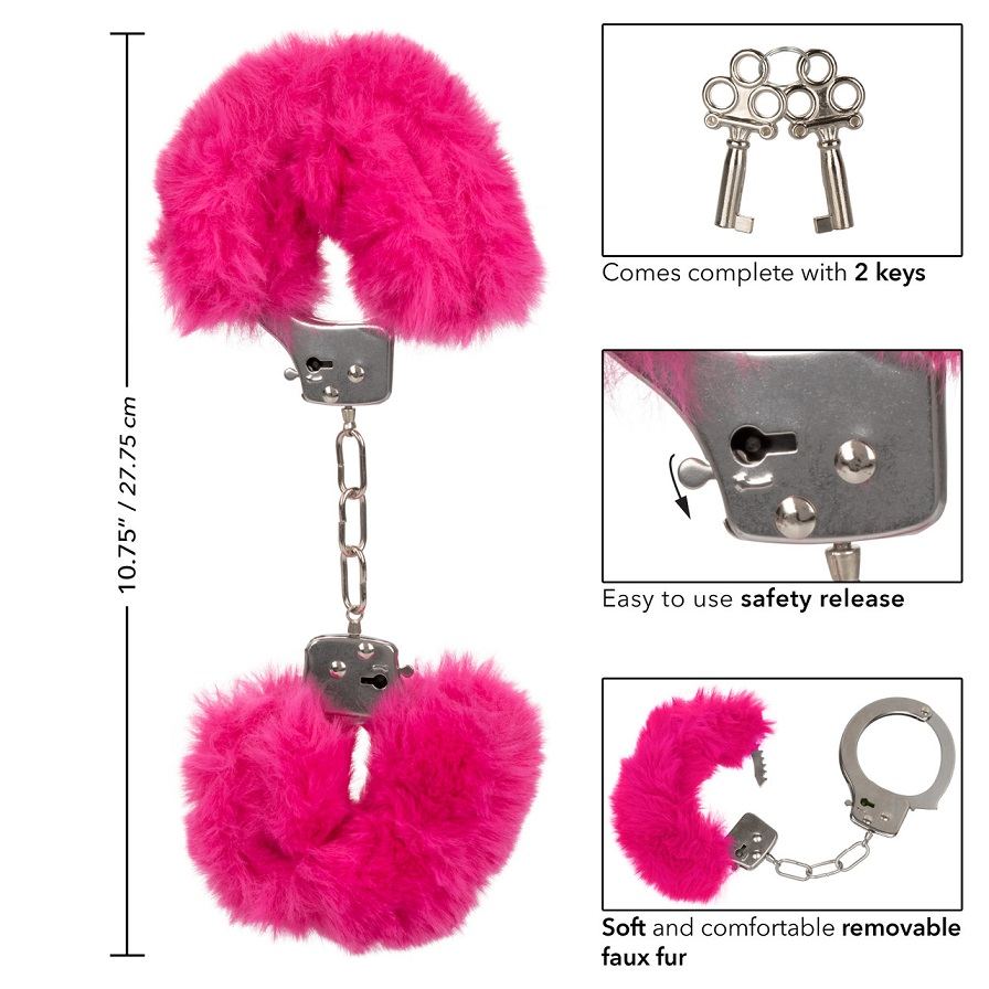 Let your lover take the lead and indulge in sensationally en... CEN - Ultra Fluffy Furry Cuffs - Pink photo-5