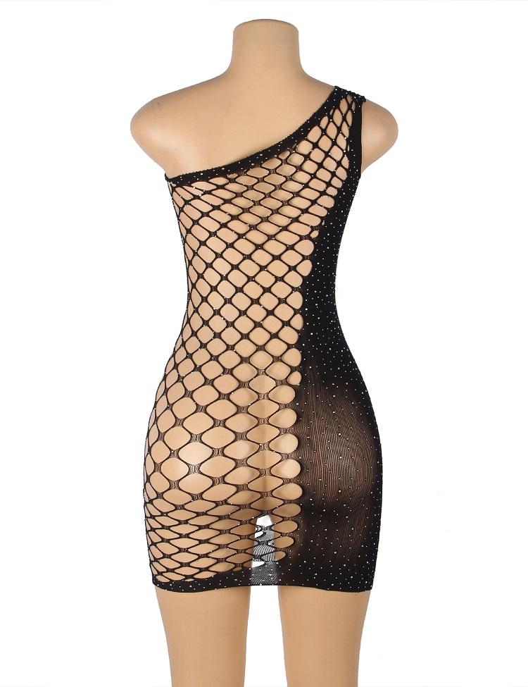 Sparkle glitter rhinestone fishnet hollow dress
Material&nb... Ohyeah - Glitter Fishnet Dress - Black - M photo-8