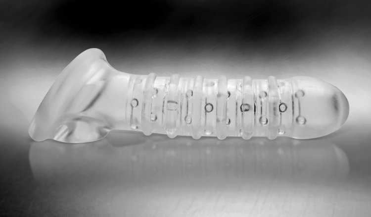 Add length and girth to your erection with a textured enhanc... TOF - Textured Girth Enhancer - Clear photo-3