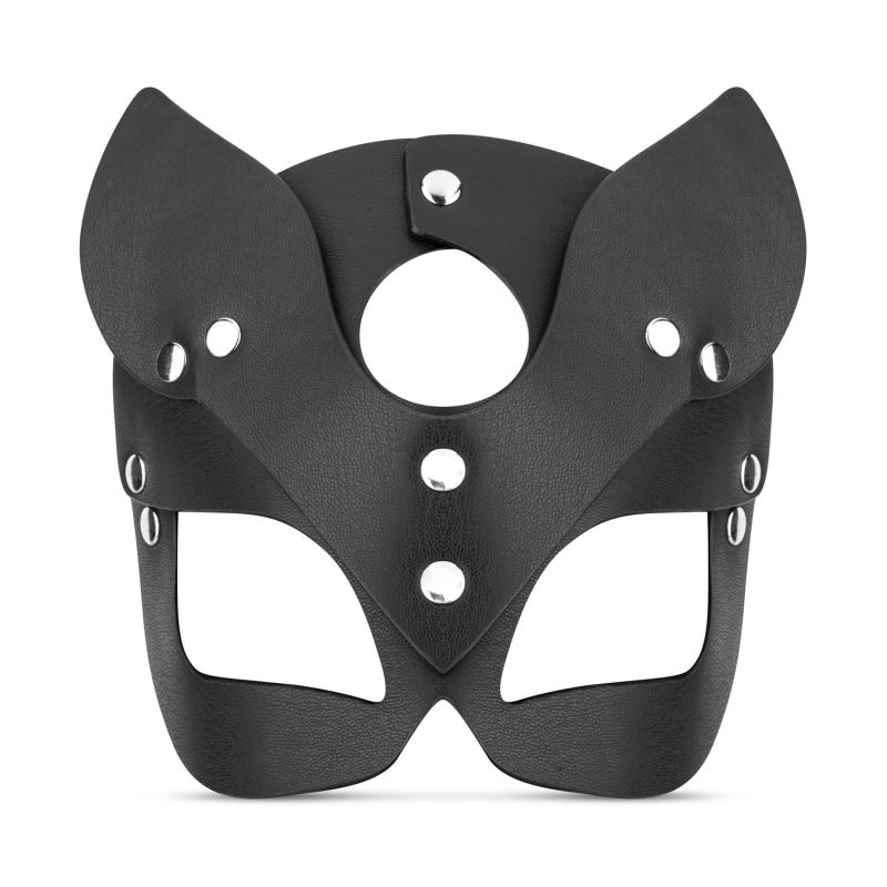 Transform your intimate moments with this stylish leather ki... Bedroom Fantasies - Kinky Kitty Face Mask - Black photo-2