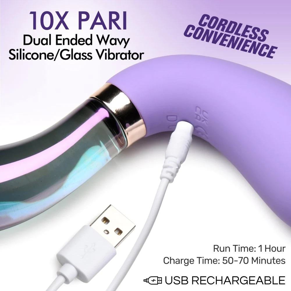 There are plenty of unique features to enjoy about this Pari... Prisms Erotic Glass - Wave Dual Ended Vibrator - Purple photo-6
