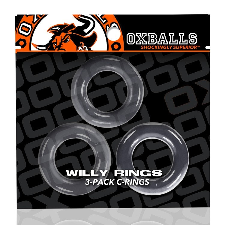 WILLY RING 3-Pack super stretch cockring, use ‘em single, or... Oxballs - Willy Cockrings 3's Pack - Clear photo-2