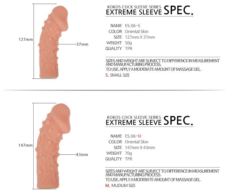 Kokos Extreme Sleeve ES-006 - very elastic nozzle on the pen... Kokos - Extreme Dotted Realistic Cock Sleeve M - Flesh photo-8