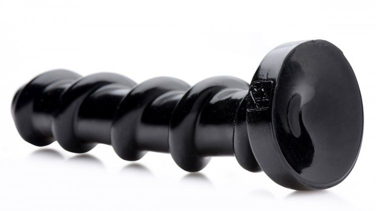 Can you fit this screwed up dong inside you? Made of a slipp... Master Cock - Mighty Screw 9.5" Dildo - Black photo-2