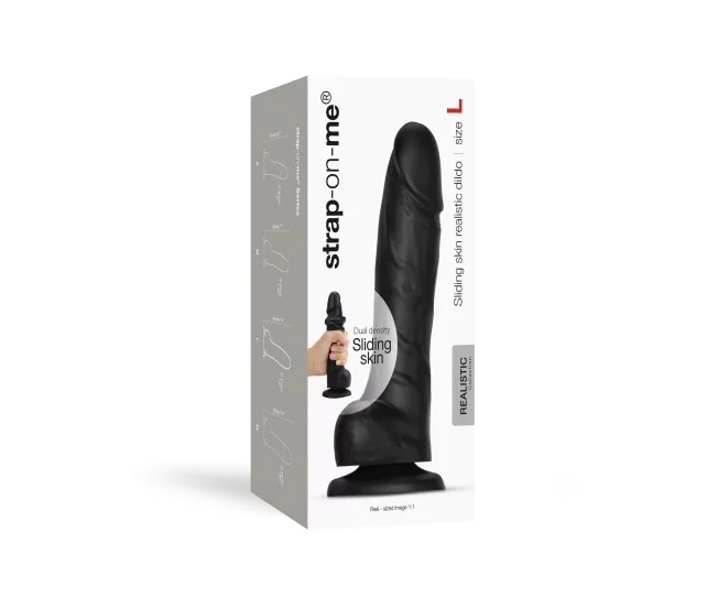 The only dual density silicone Sliding skin realistic dildo ... Strap-On-Me - Sliding Skin Dildo L - Black photo-10