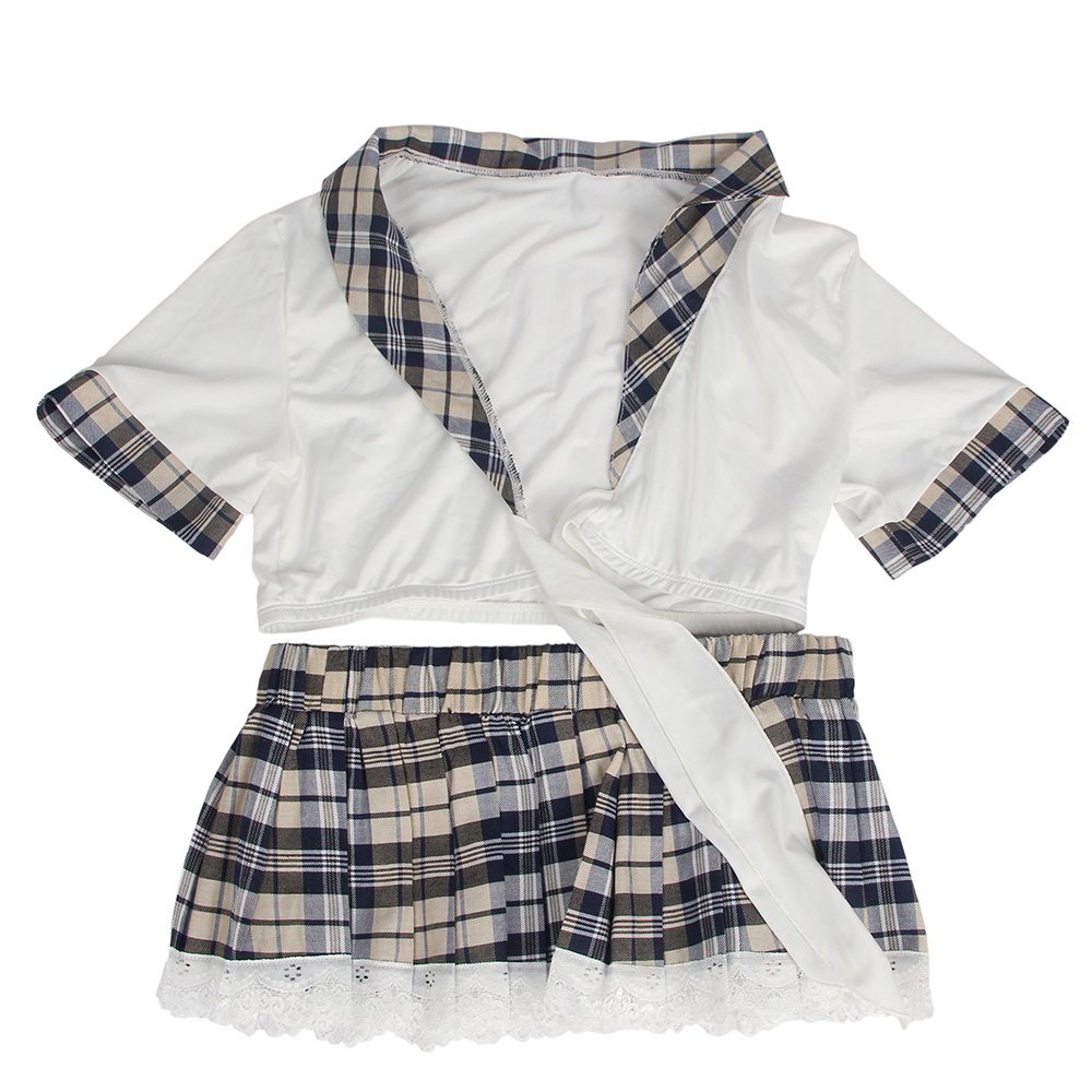 Cosplay suit student uniform with crop top and plaid skirt
... Ohyeah - Student Pleated Skirt Costume - White - M photo-7