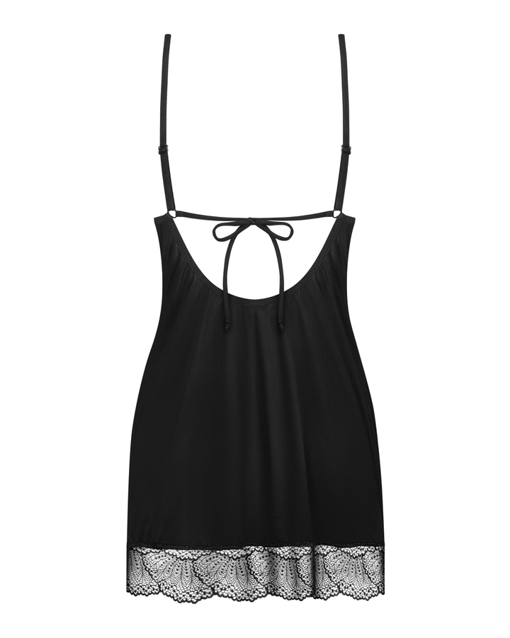 Step into the spotlight with the Lobellis chemise and thong ... Obsessive - Lobellis Chemise & Thong - Black - M/L photo-5