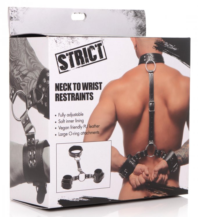 Strap in your submissive with these Neck to Wrist restraints... Strict - Neck to Wrist Restraints - Black photo-11