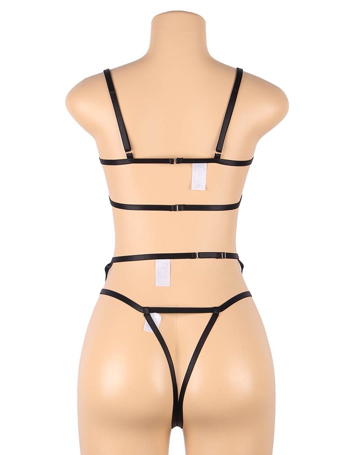Bra Set is the steel ring design on the chest area. This de... Ohyeah - Embroidery Bra Set - Black - 3XL photo-5