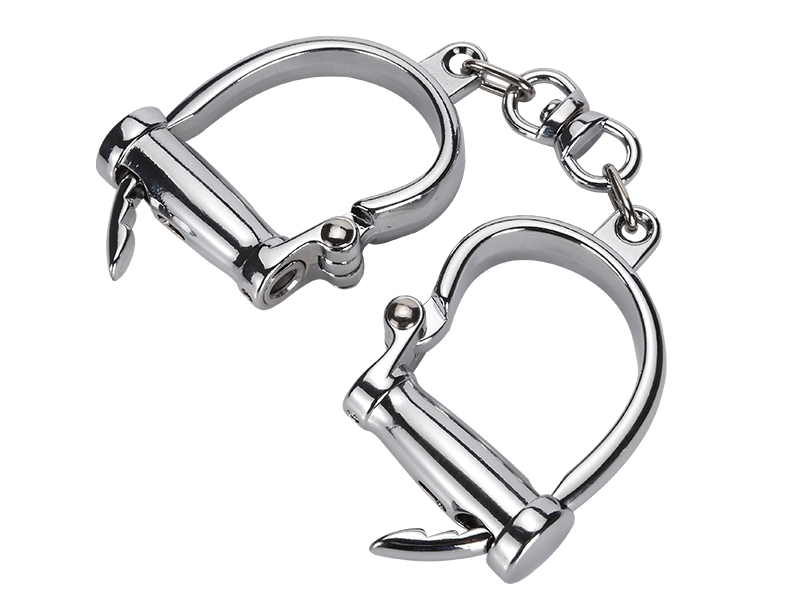 Restraint vintage styleed locked wrist cuffs MT - Old Style Darby Handcuffs - Silver photo-5