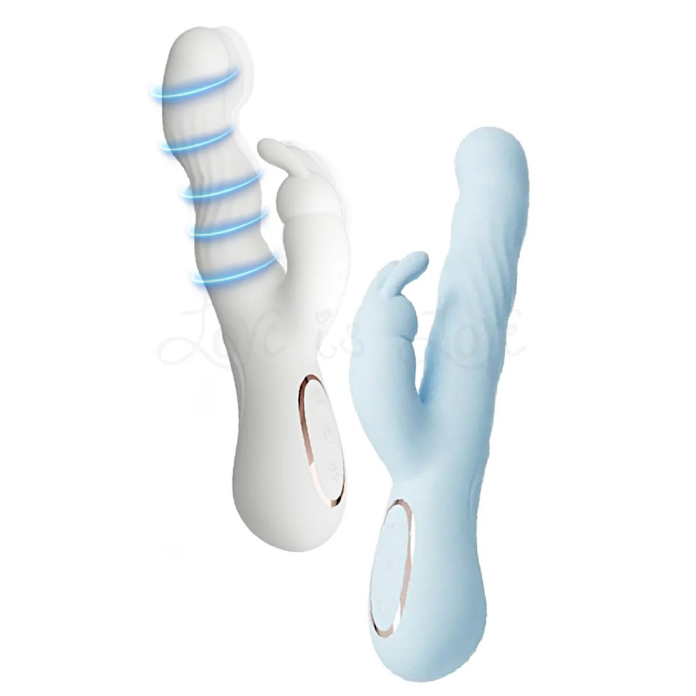 This innovative rabbit wand features 3 pulsation speeds and... MyToys - MyWave Wriggling Vibrator - Blue photo-10