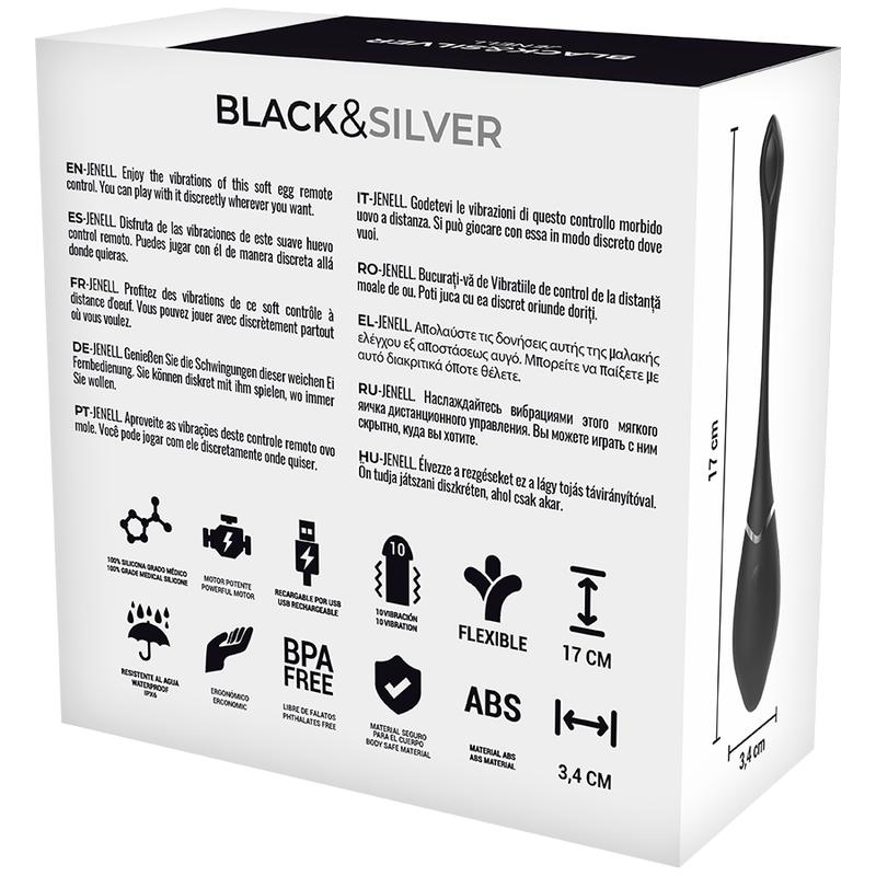 The Jenell remote control silicone bullet from Black & Silve... Black&Silver - Jenell Vibro Egg - Black photo-8