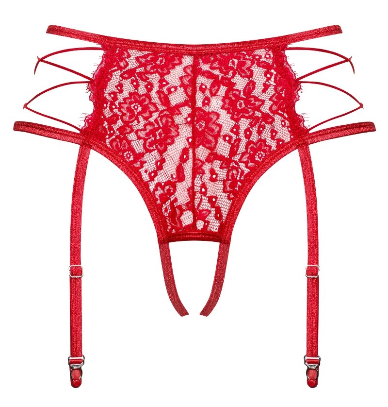 Surprise! We have prepared a wonderful 2in1 garter belt with... Obsessive - Rediosa Garter Belt - Red - L/XL photo-8