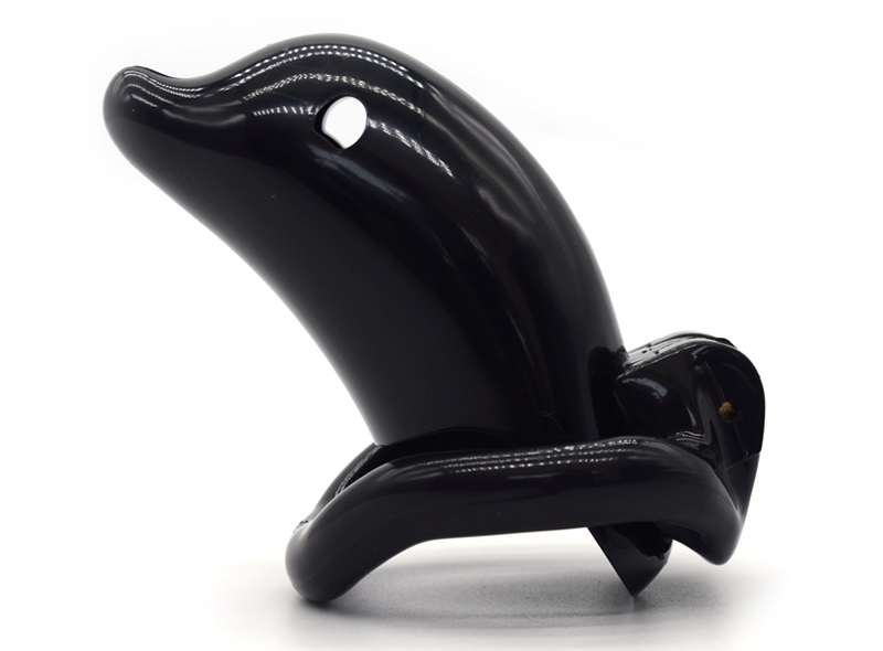 Total high: 110mm &... FAAK - Long Dolphin Chastity Cage - Black photo-3