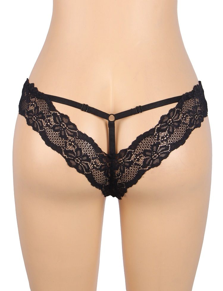 Main fabric is milk silk, soft and comfortable. The back fea... Ohyeah - Lace Hollow Out Panty - Black - M photo-7