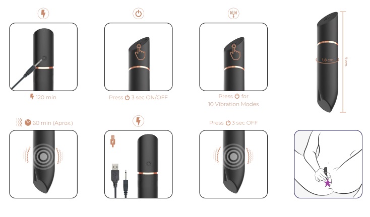Rocket is a powerful vibrating bullet rechargeable with 10 v... Adrien Lastic - Rocket Vibro Bullet - Black photo-6