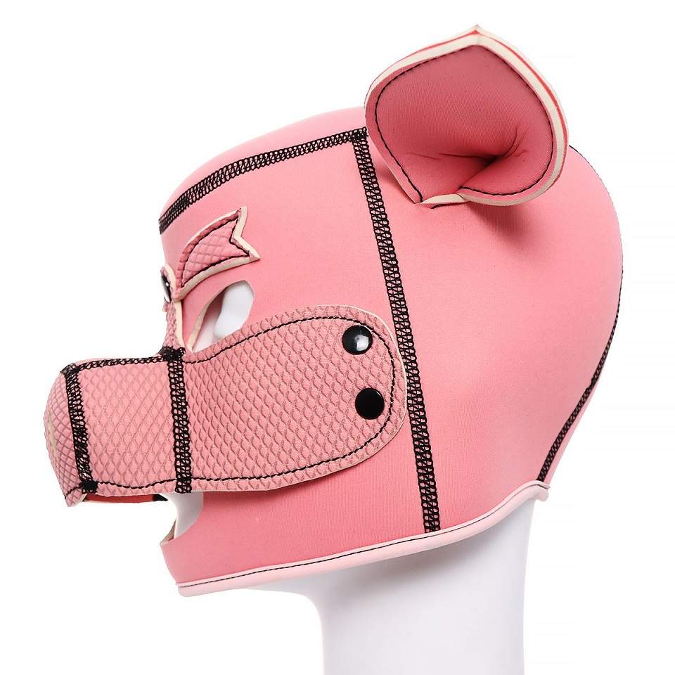 The pig hood is soft and stretchable. No zippers or fuss wit... Kiotos - Pig BDSM Hood - Pink photo-7