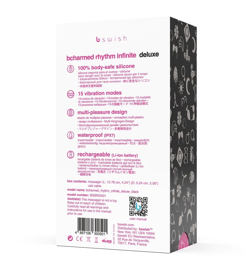 Rechargeable vibrating pleasure ring Bcharmed Rhythm Deluxe
... B Swish - Bcharmed Rhythm Vibro Ring - Black photo-15