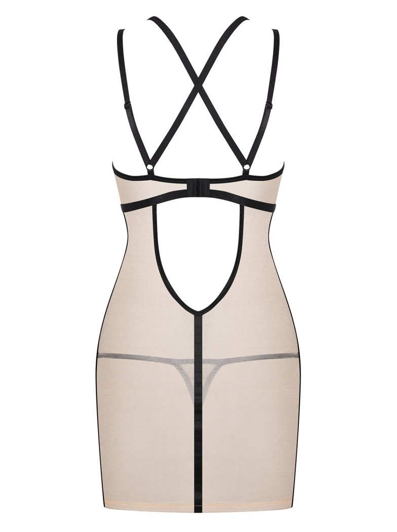 Do you want to try something new? The Nudelia chemise is per... Obsessive - Nudelia Chemise & Thong - Beige - S/M photo-8