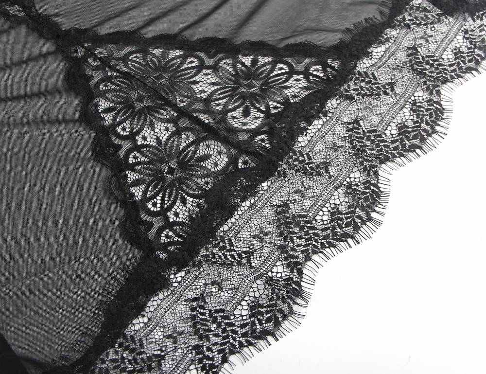 Sexy Black Soft Eyelash Lace Sheer Babydoll Set with Underwi... Ohyeah - Soft Sheer Babydoll - Black - M photo-8