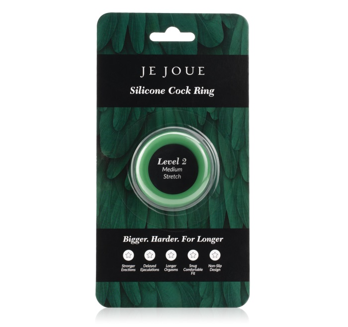 This luxury silicone cock ring will keep you harder for long... Je Joue - Silicone Cock Ring - Medium Stretch - Green photo-4