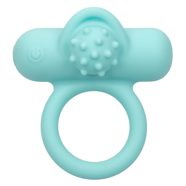 The Silicone Rechargeable Nubby Lover's Delight mixes 12 int... CEN - Nubby Lovers Vibro Ring - Blue photo-3