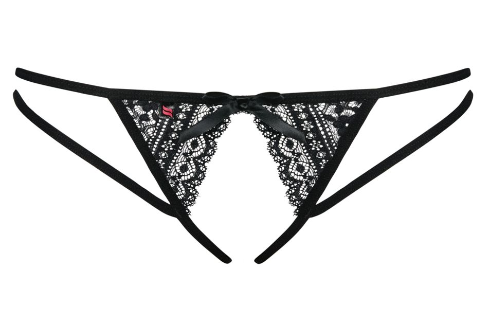 A spicy warm up! Perfect gift for a beginning of an incredib... Obsessive - Picantina Crotchless Thong - Black - S/M photo-9