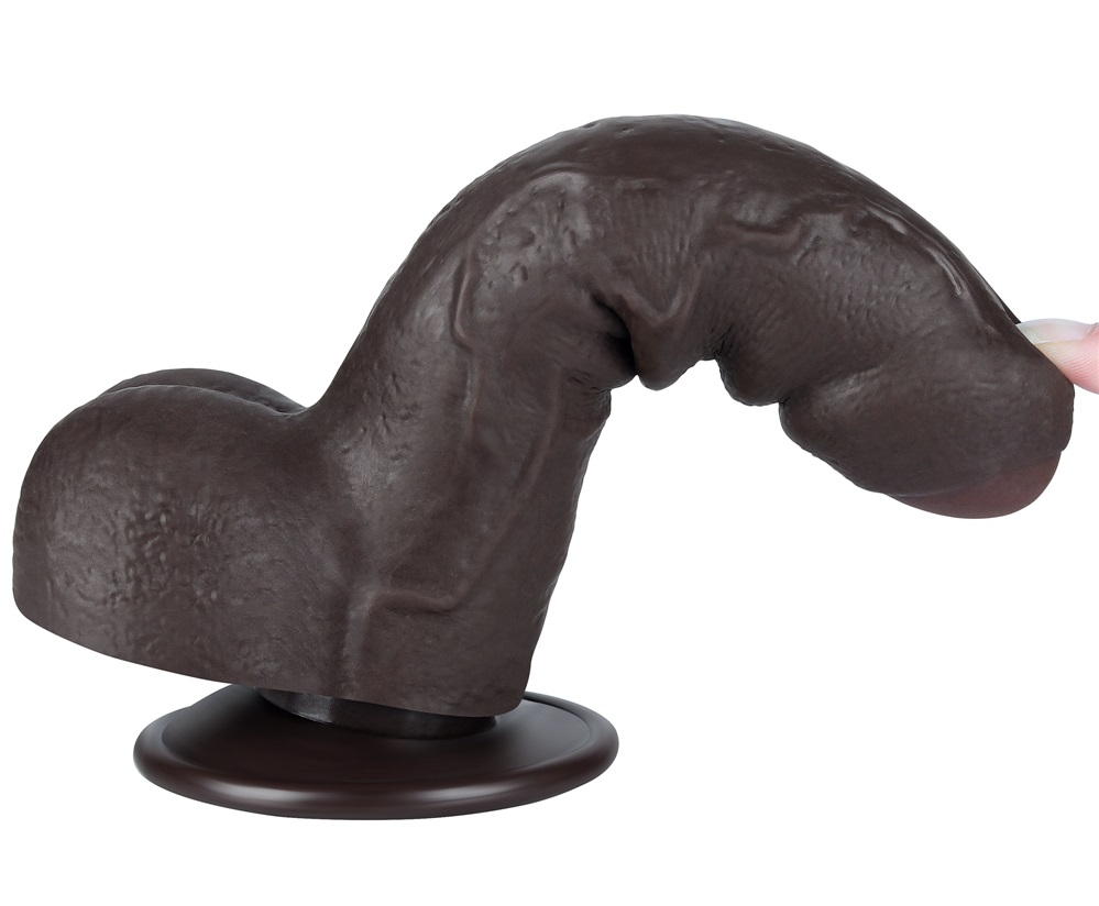Made of realistic dual-layer sliding-skin material for Iifel... Lovetoy - 7" Sliding Skin Dildo - Brown photo-6