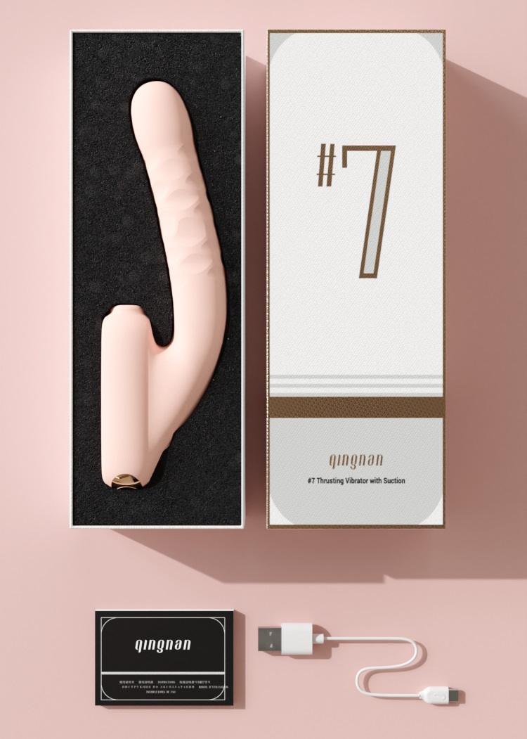 #7 Thrusting Vibrator with Suction adopts an advanced and si... Qingnan - Thrusting Vibrator w Suction #7 - Flesh Pink photo-18
