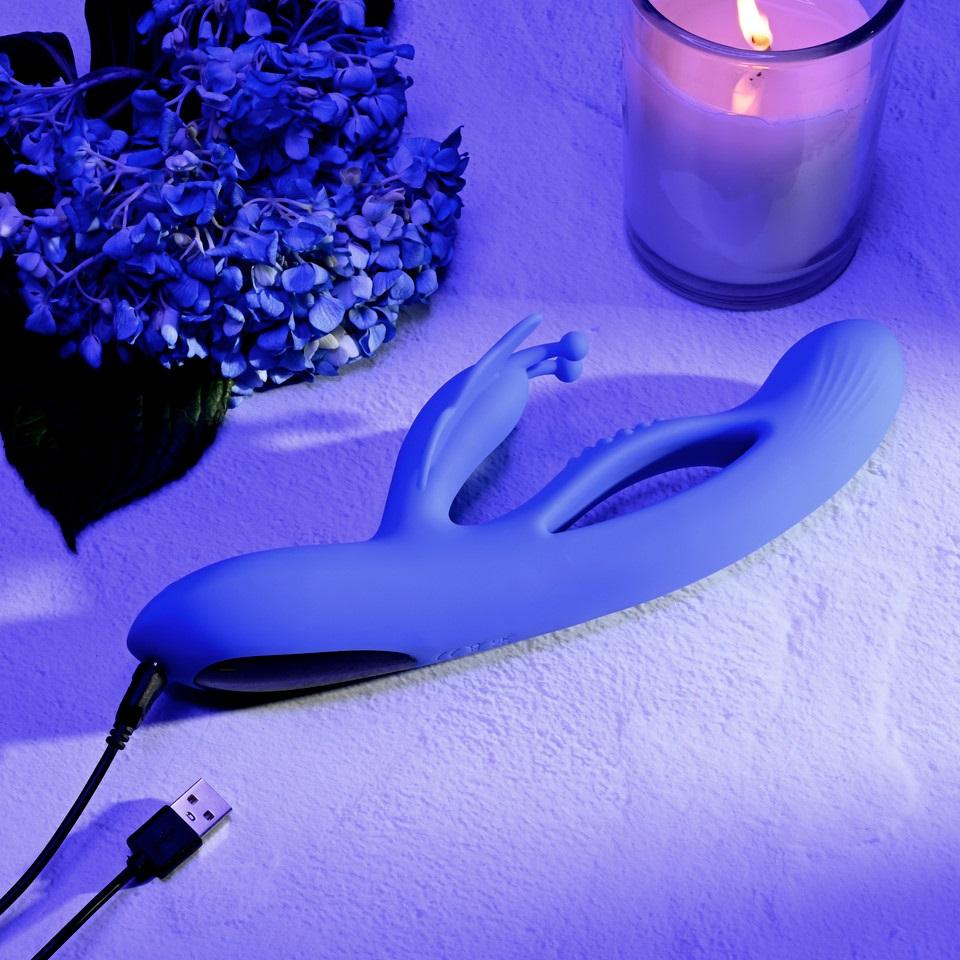 This unique butterfly vibrator has a sexy split in the main ... Evolved - Butterfly Dreams Rabbit Vibe - Blue photo-9