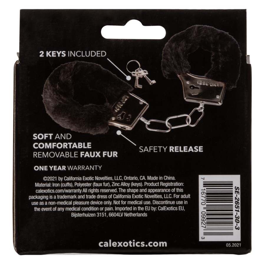 Let your lover take the lead and indulge in sensationally en... CEN - Playful Furry Cuffs - Black photo-9