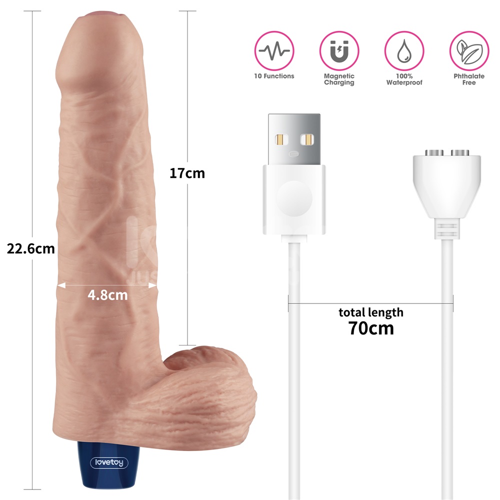 Boasting a lifelike realistic design, Lovetoy Real softee di... Lovetoy - 9" Real Softee Vibro Dildo - Flesh photo-14