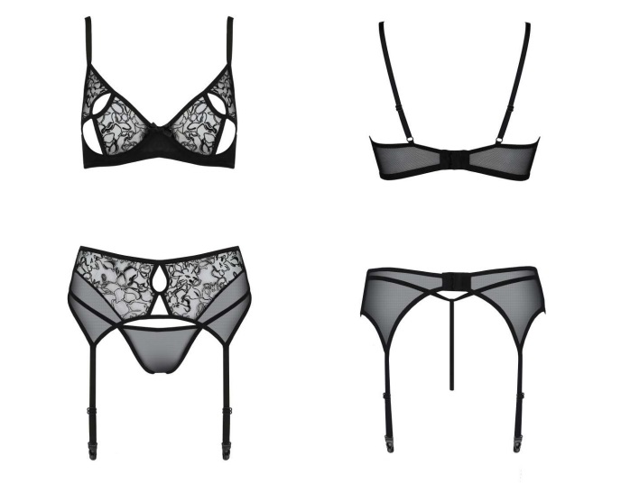 ECO Collection made from 95% recycled materials and biod... Passion Eco - Primula Set w Open Bra - Black - S/M photo-5