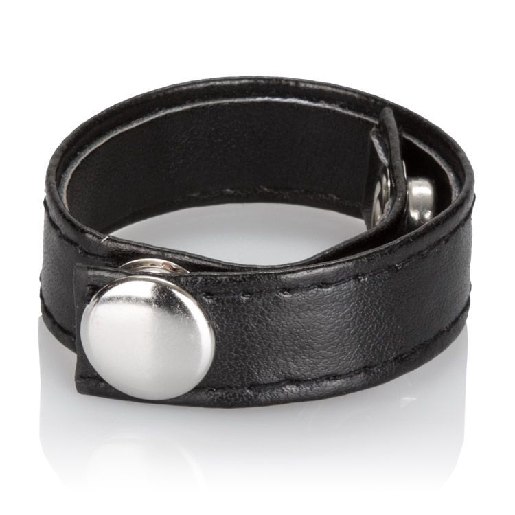 Extend your personal pleasure and stamina with the easy to u... CEN - Leather 3-Snap Ring - Black photo-5