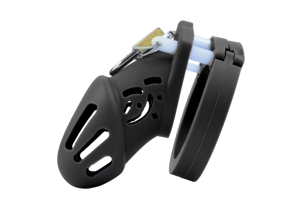 Cage high: 50mm &nb... FAAK - Silicone Chastity Cage 114 - Black photo-3
